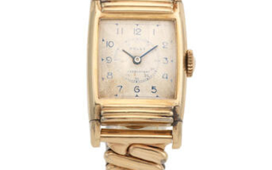 Rolex. A rare and unusual 10K gold plated manual wind bracelet watch made for the Canadian market