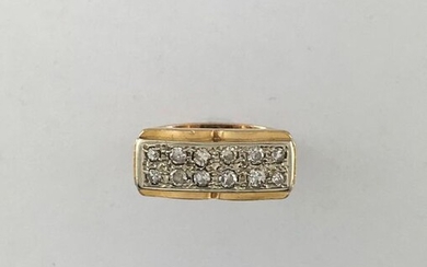 750°/°° gold ring with two rows of TA diamonds, circa 1950, Finger size 51, Gross weight: 5,36g