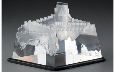 79060: Steuben Glass Castle of Dreams Desk Sculpture on