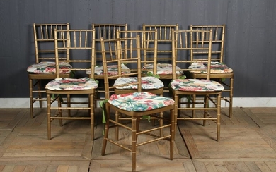 8 Gilt Faux Bamboo Chairs