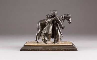 A BRONZE GROUP OF A COSSACK AND MAIDEN Russian, late