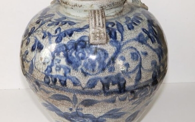 A 16thC Vietnamese blue & white jar, the short...
