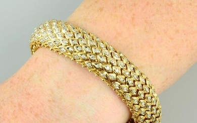 A 1970s 18ct gold diamond bracelet, designed as a