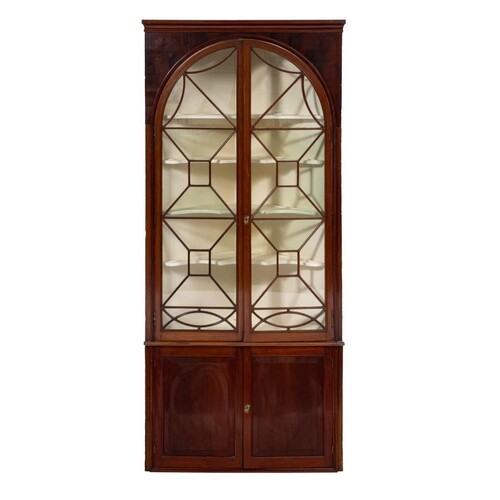 A 19th Century mahogany standing corner display cabinet:, in...