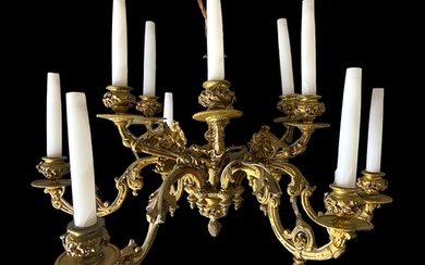 A 19th century French gilt bronze ten light chandelier The ...