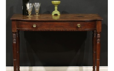 A 19th century mahogany side table, oversailing top with cha...
