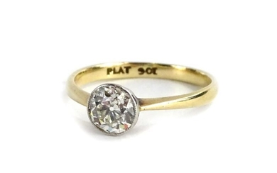 A 9ct gold and platinum diamond solitaire ring, set...