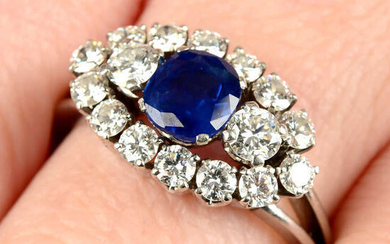 A Basaltic sapphire and brilliant-cut diamond dress ring.