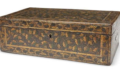 A CHINESE EXPORT BLACK AND GILT LACQUER BOX