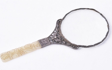 A CHINESE EXPORT SILVER MAGNIFYING GLASS