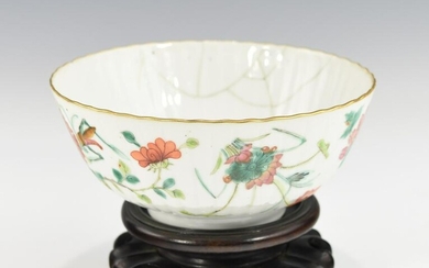 A CHINESE FAMILLE ROSE FLUTED BOWL