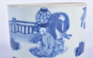 A CHINESE QING DYNASTY BLUE AND WHITE PORCELAIN CENSER paint...