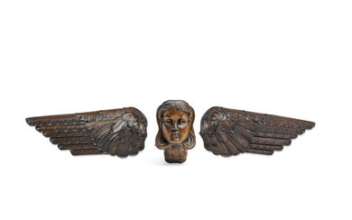 A Carved Oak Ship's Figurehead Depicting A Winged Angel