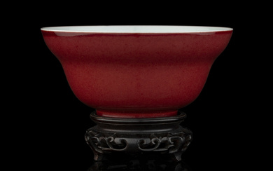 A Chinese Copper Red Glazed Porcelain Ogee Bowl