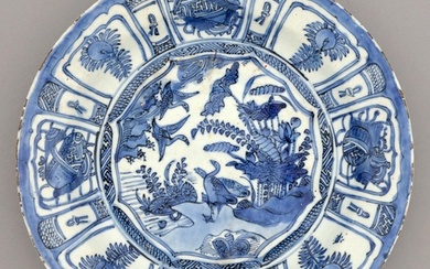 A Chinese Kraak porcelain blue and white dish, c1630-1650, p...