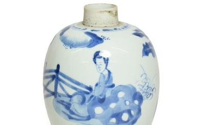 A Chinese Porcelain Jar, Kangxi, of ovoid form, painted in...
