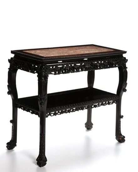 A Chinese carved hardwood side table