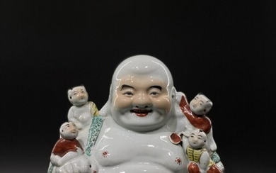 A Chinese famille rose hand painted porcelain laughing Buddha...