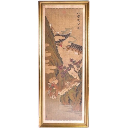 A Chinese watercolour on silk, Qing, late 19th century, pain...
