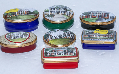 A Collection of Halcyon Days Enamel Dresser Boxes