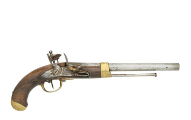 A Continental 20-Bore Flintlock Rifled Military Pistol Early 19th Century