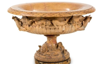 A Continental Carved Marble Urn