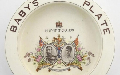 A Devon Ware 1911 Baby?s Plate / bowl commemorating the