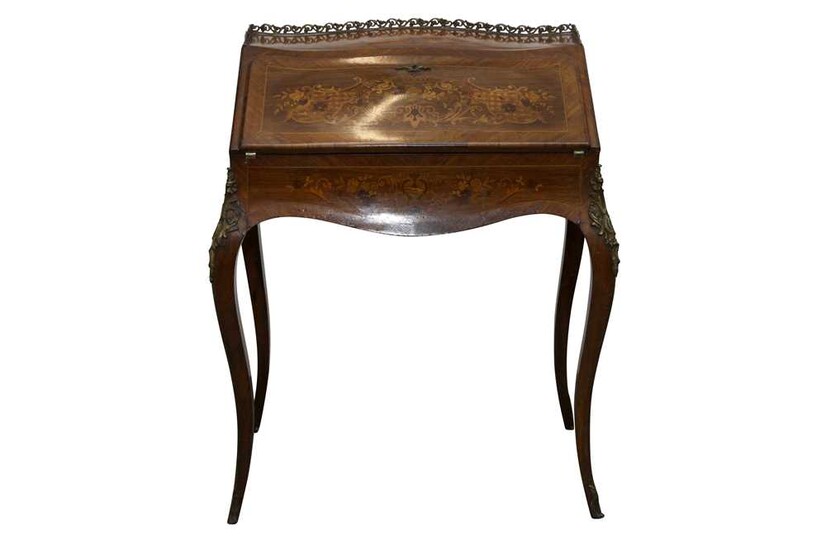 A FRENCH KINGWOOD AND MARQUETRY BUREAU DE DAME