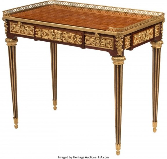 A French Louis XVI-Style Inlaid and Gilt Bronze