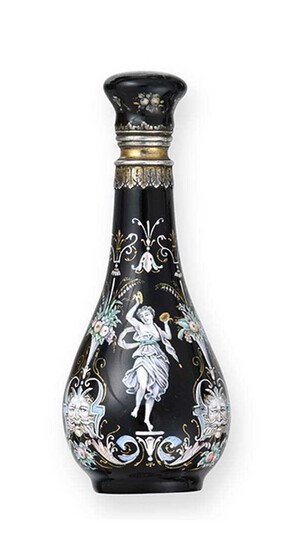 A French Silver-Gilt Mounted Enamel Scent-Bottle With Control Mark for Small Articles, Late 19th Century