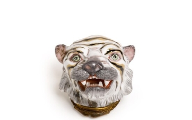 A French bonbonnière in the form of a tiger's head, 19th century, probably Samson