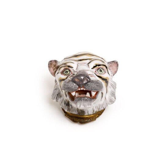 A French bonbonnière in the form of a tiger's head, 19th century, probably Samson