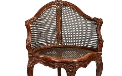 A French walnut corner chair or fauteuil de bureau