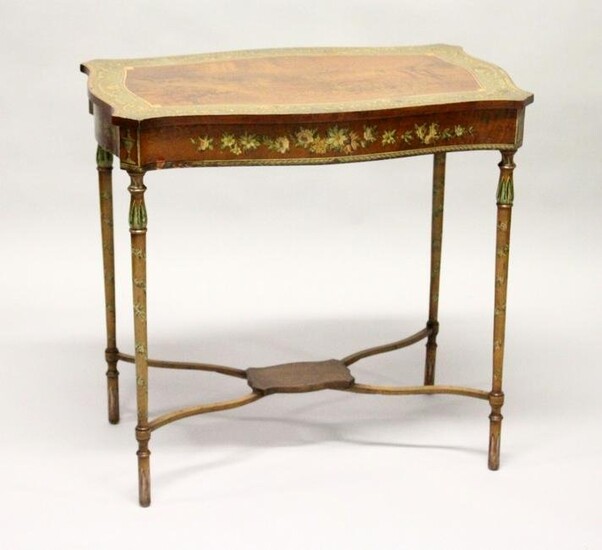 A GOOD EDWARDIAN SATINWOOD AND PAINTED OCCASIONAL TABLE