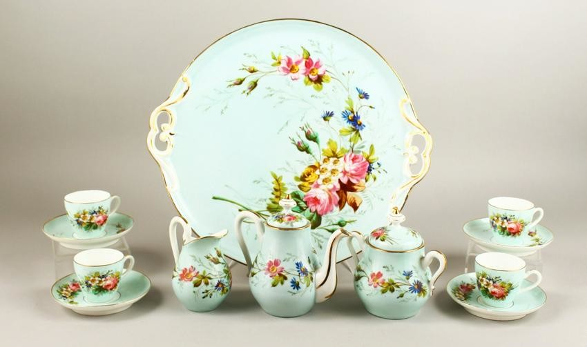 A GOOD FRENCH PORCELAIN CABARET comprising tray