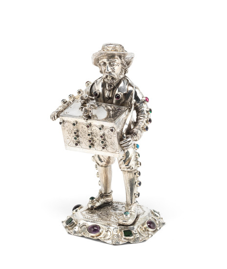 A German silver model of an organ grinder