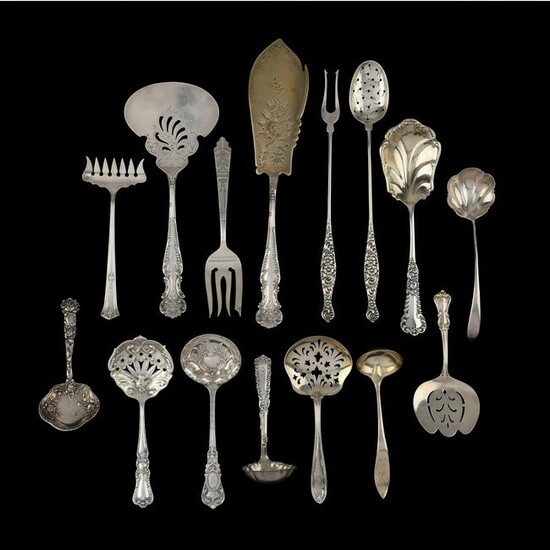 A Grouping of Antique Sterling Silver Serving Flatware