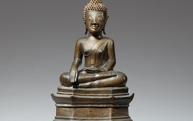 A Laotian bronze figure of Buddha Shakyamuni. 16th/17th century