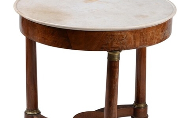 A Louis Philippe walnut and marble topped centre table