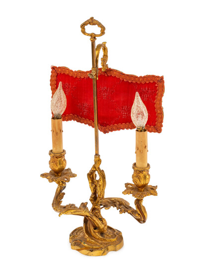 A Louis XV Style Gilt Metal Two-Light Lamp