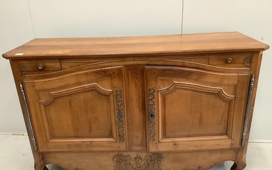 A Louis XV style carved cherry two door buffet, width 151cm,...