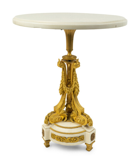 A Louis XVI Style Gilt Bronze and Marble Side Table