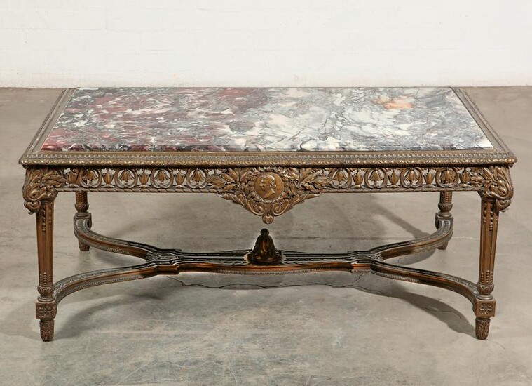 A Louis XVI style giltwood coffee table