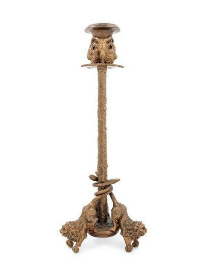 A Neoclassical Style Gilt Metal Candlestick