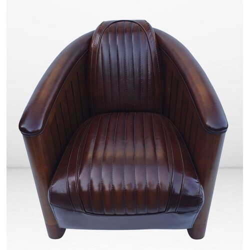 A PAIR OF GOOD QUALITY 'AVIATOR' CLUB ARMCHAIR, these ever p...