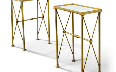 A PAIR OF NEOCLASSICAL ORMOLU AND WHITE MARBLE SIDE TABLES