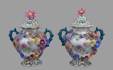 A Pair of 1847 Royal China Porcelain Flower Vases