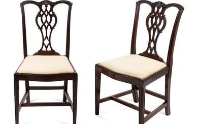 A Pair of George III Mahogany Side Chairs Height 36 3/4