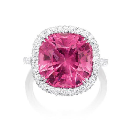 A Pink Spinel and Diamond Ring