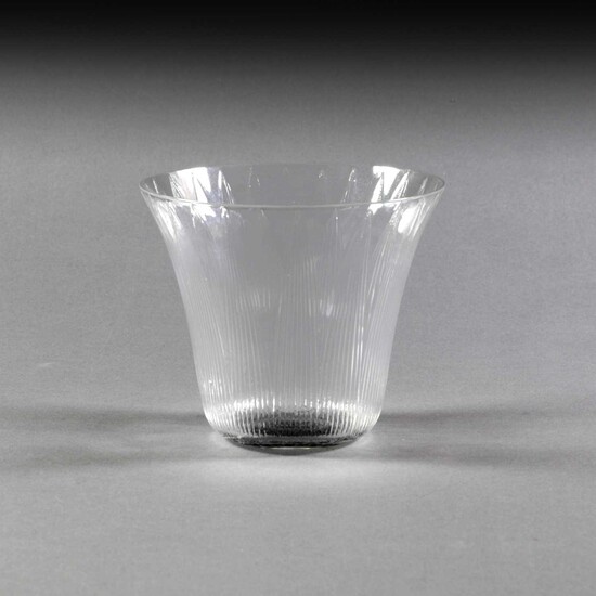 A René Lalique Lotus Clear and Black Stained Glass Goblet